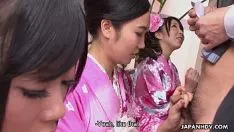 Play Trey geisha girls suction on one solitary sashay