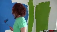 تشغيل تحصل الزانية غير المحترفة ذات الرأس الأحمر على علكة في bunt Emma ohara 1 1