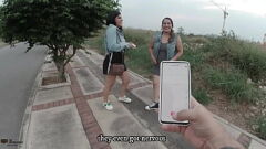 Play Chubby Latina Milf Lesbians Fuck in Public with Vibrator for Cash